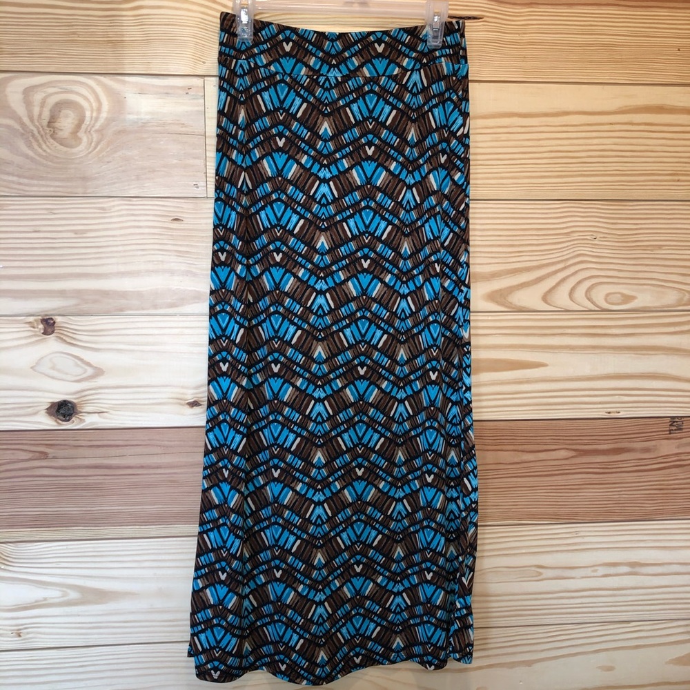Stylish Blue and Brown Geometric Women's Skirt